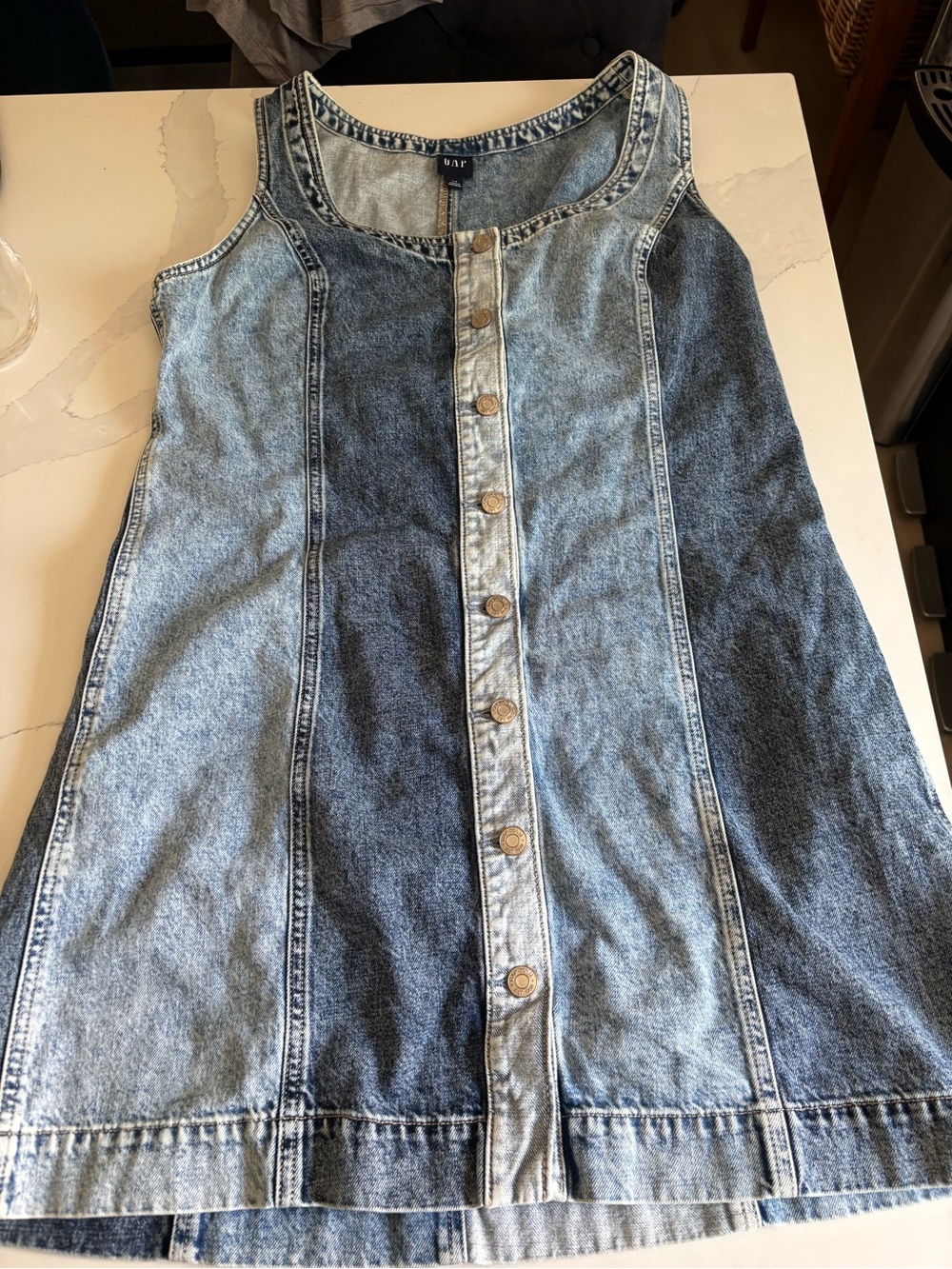 Gap Womens Denim Panel Dress Size L Jumper Style Full Button